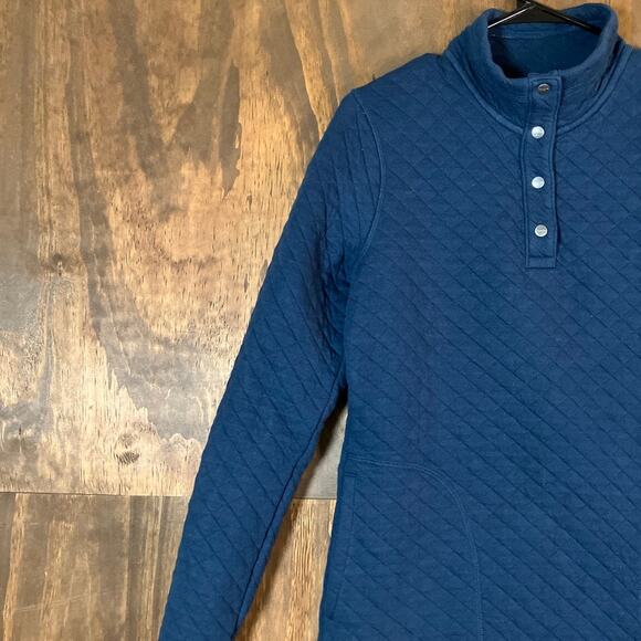 Duluth Trading Company Womens Sweatshirt Blue Quilted 1/4 Button Pullover XS - Picture 4 of 11